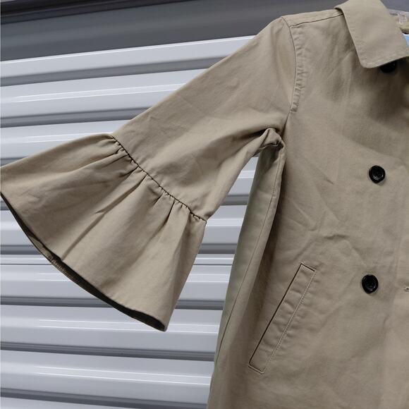 Draper James Women's Jacket Size 4 Tan Double Breasted Bell Sleeve Classic Chic - Picture 4 of 8